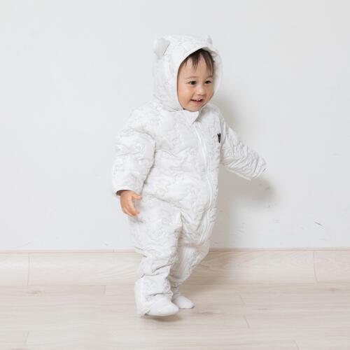 ジャンプスーツ くまみみ クマ柄 ホワイト×70cm