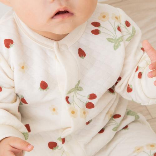 長袖カバーオール ニットキルト イチゴ柄 レッド×80cm ベビーザらス限定