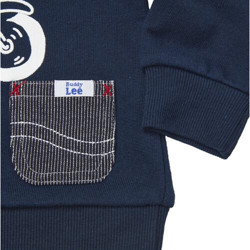 BUDDYLEE 長袖トレーナー ガーゼ裏毛 カブ ポケット付き ネイビー×90cm ベビーザらス限定