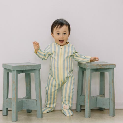 【FirstCloset×mioさん】 長袖ファスナーオール 足付き 裏毛 イエロー×80cm ベビーザらス限定