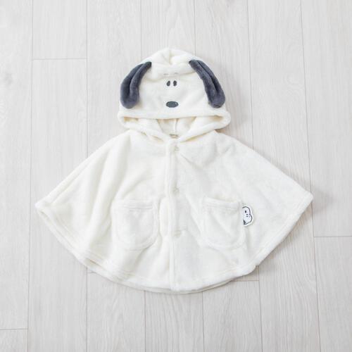 SNOOPY スヌーピー ポンチョ フード付き ナチュラル×80cm
