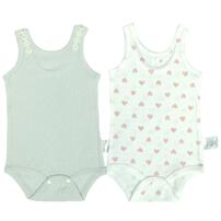 2枚組おめかし袖なしロンパース肌着 ハート グリーン&times;70cm ベビーザらス限定