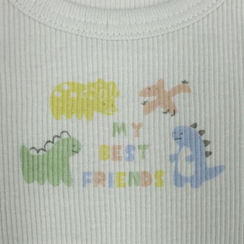 長袖シャツ肌着 2枚組 テレコ 恐竜 グレー×100cm ベビーザらス限定