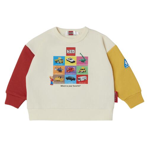 【TOMICA kie_158さんプロデュース】TOMICA トミカ 長袖トレーナー 袖配色  ホワイト×110cm