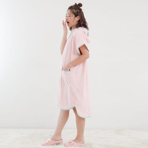 バスローブポンチョ（ピンク）(ピンク×M-L)