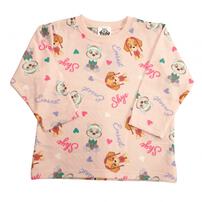 パウパトロール 長袖パジャマ 裏綿ダイヤキルト 総柄丸首 ピンク×110cm