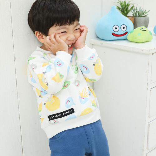 ドラクエベビー＆キッズ スウェットシャツ 総柄 スライムたち(ホワイト×90cm)