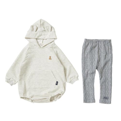 POLO BCS レギンス付フードロンパース オートミール×70cm ベビーザらス限定
