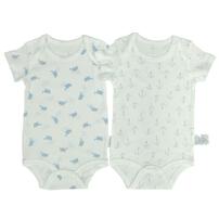 2枚組抗菌半袖ロンパース肌着フライス ジンベイザメ&times;イカリ ホワイト&times;80cm ベビーザらス限定