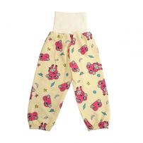 けけちゃま 長袖パジャマ 裏綿ダイヤキルト 総柄丸首 クリーム&times;110cm