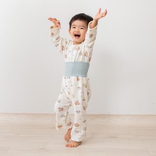 長袖腹巻付きパジャマ ニットキルト 働く車 サックス&times;95cm ベビーザらス限定