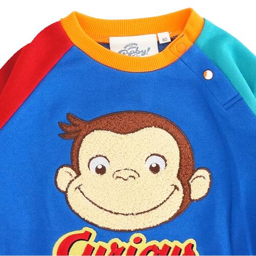 【Welcome to the Universe Baby × chimajiro0730さん】おさるのジョージ 長袖ダルマボディスーツ ブルー×80cm