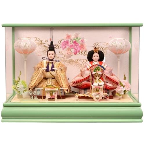 【雛人形】ケース飾り 親王飾り「桜刺繍緑色アクリル」(322591)ひな人形 ひな祭り お雛様 おしゃれ トイザらス・ベビーザらス限定【メーカー直送】