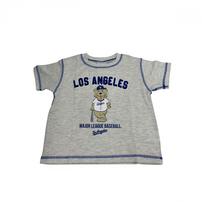 MLB クマ柄プリントＴシャツ ドジャース ライトグレー&times;110cm