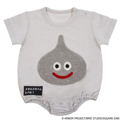 ドラクエベビー＆キッズ サガラ刺繍半袖ボディスーツ メタルスライム グレー&times;80cm