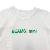 BEAMS mini 長袖前開きロンパース ロゴ ビームスミニ(ホワイト×50-60cm) ベビーザらス限定