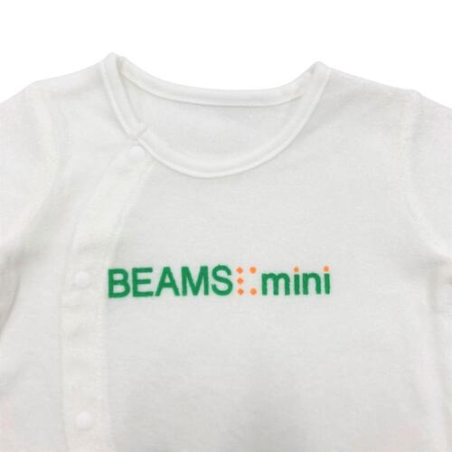BEAMS mini 長袖前開きロンパース ロゴ ビームスミニ(ホワイト×50-60cm) ベビーザらス限定