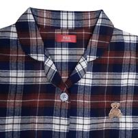 POLOBCS 長袖テーラーパジャマ フランネル チェック柄 ベア刺繍