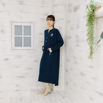 SNOOPY スヌーピー 長袖前開きワンピースパジャマ ワンポイント ネイビー&times;M-L ベビーザらス限定