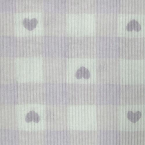 長袖シャツ肌着 2枚組 テレコ チェックハート ホワイト×100cm