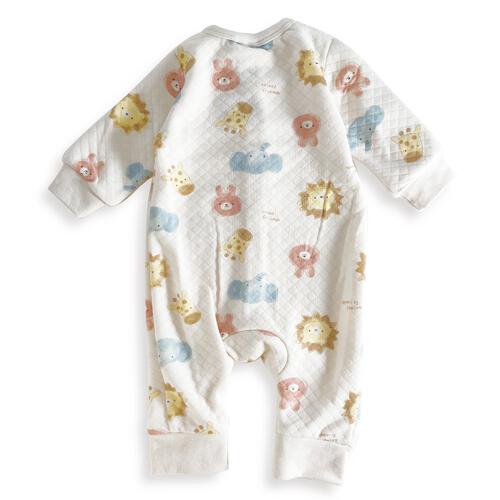 長袖カバーオール ニットキルト アニマル柄 アイボリー×80cm ベビーザらス限定