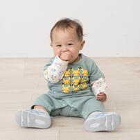 monpoke モンポケ 長袖ロンパース レイヤード調 グリーン×80cm