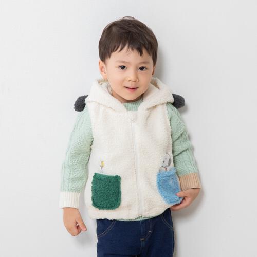 SNOOPY スヌーピー ベスト フード付き ナチュラル×90cm