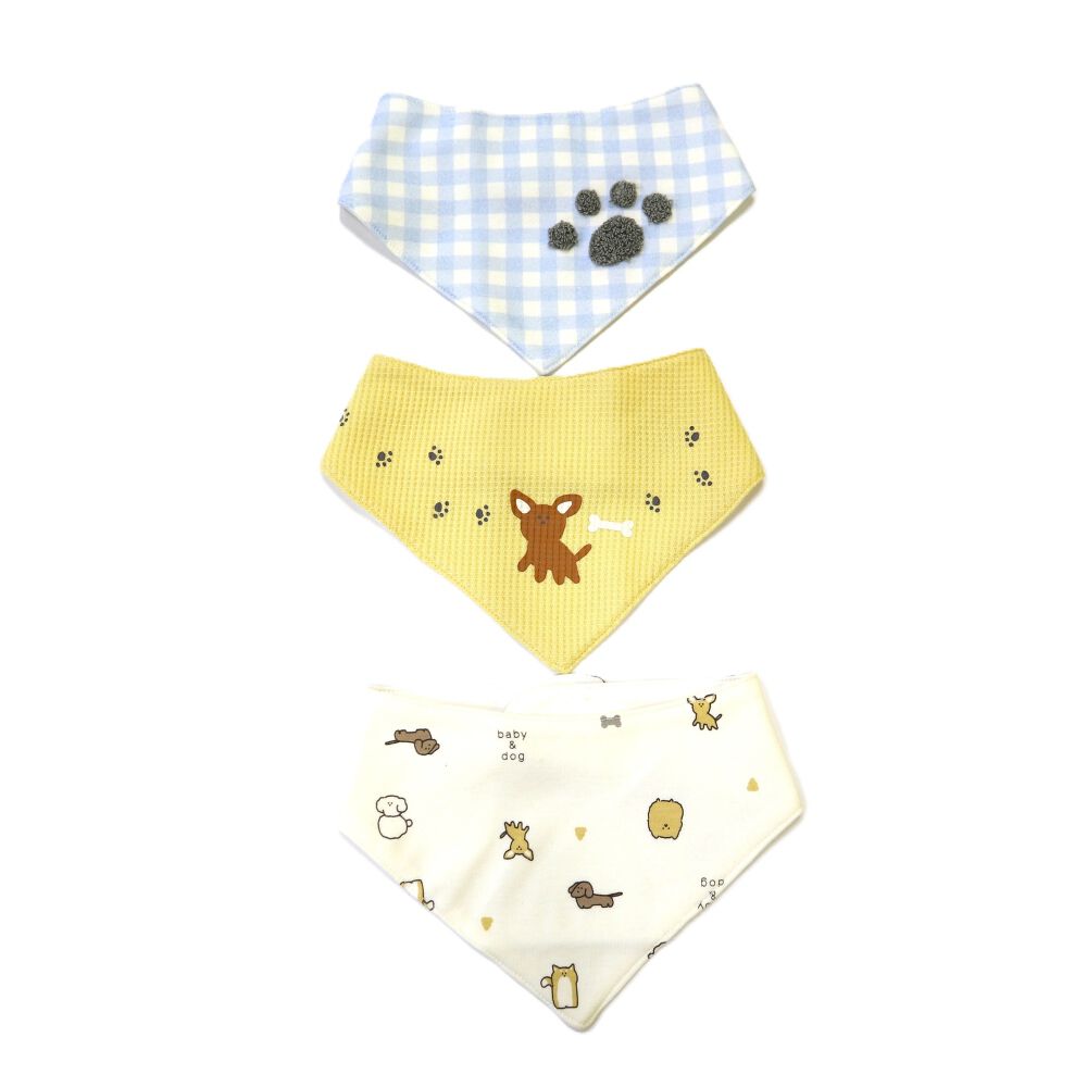ベビー×ペットコレクション】スタイ 3枚組 イヌ バンダナ型