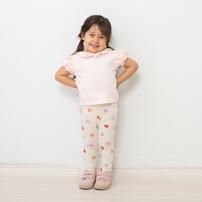 COJIKA 10分丈デイリーパンツ マルチハート柄 ミニ裏毛 オフホワイト 80cm