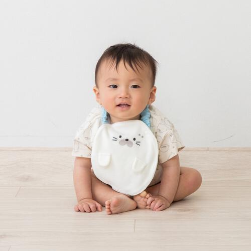 スタイ付きボディスーツ 天竺 アザラシ ナチュラル&times;80cm
