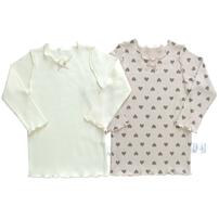 長袖シャツ肌着 2枚組 リブメロー ハート ピンク×100cm ベビーザらス限定