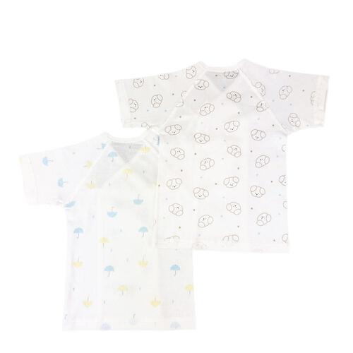 短肌着 わんこ×雨傘柄 2枚組(ホワイト×50-60cm) ベビーザらス限定