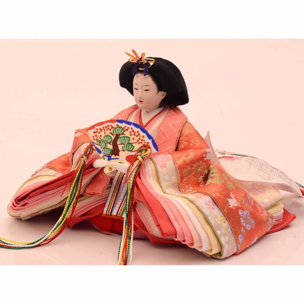 雛人形】収納飾り 親王飾り「桜刺繍格子屏風けやき塗」 (605841