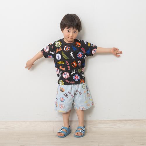 MLB 総柄 デニムハーフパンツ ｻｯｸｽ&times;95cm ベビーザらス限定