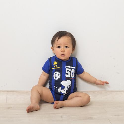 SNOOPY 半袖ボディスーツ サッカー スヌーピー ブルー&times;80cm ベビーザらス限定