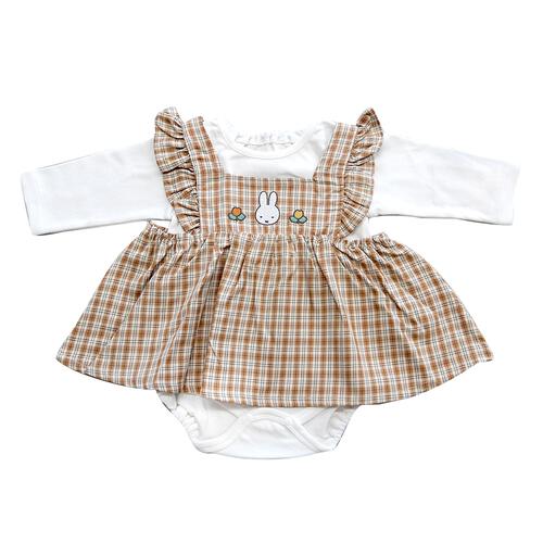 miffy ミッフィー 長袖ロンパース エプロン風 ミディアムベージュ×80cmベビーザらス限定