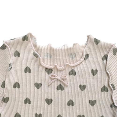 長袖シャツ肌着 2枚組 リブメロー ハート ピンク×80cm ベビーザらス限定