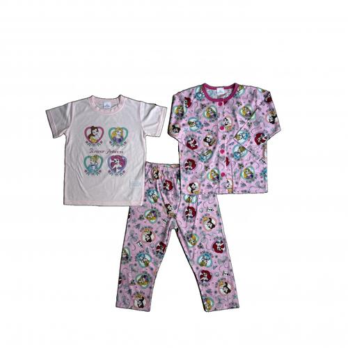 ディズニー 長袖前開きパジャマ＋半袖Ｔシャツセット プリンセス ピンク&times;110cm ベビーザらス限定