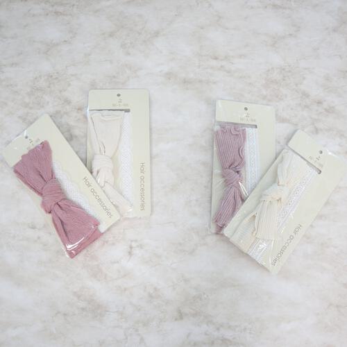 RAT-A-TATR ラッタッター キッズヘアバンドセット 2本組 ジャガード レース ナチュラル