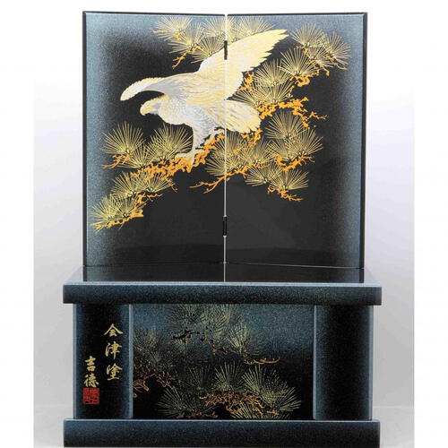 【五月人形】兜飾り 収納飾り「金彩松鷹青黒ぼかし会津塗」 (536612)コンパクト 男の子 トイザらス・ベビーザらス限定【メーカー直送】