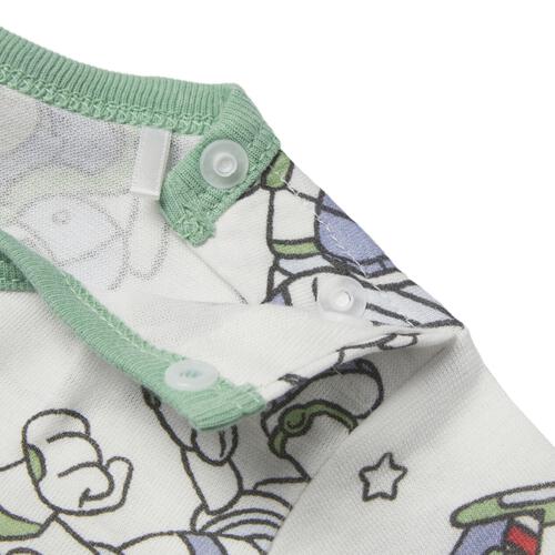 ディズニー トイストーリー 半袖ボディスーツ 総柄 バズ ホワイト&times;80cm