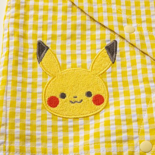 monpoke モンポケ 半袖ロンパース ギンガムチェック サロペット型 イエロー&times;70cm 