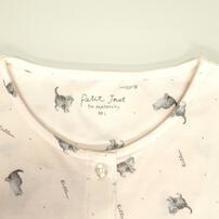 Petit jouet for maternity プティジョエット 長袖ワンピースパジャマ ロンパース型 スムース ネコ柄(ピンク×L-LL)