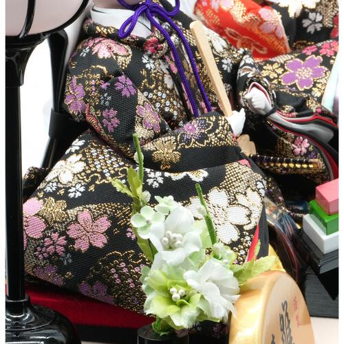 【雛人形】ケース親王飾り「桜刺繍茶ぼかしアクリル」（322125）