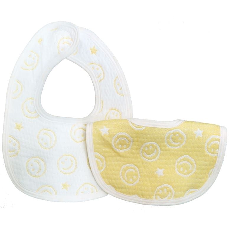 多重織ガーゼスタイ 2枚組 スマイリー (イエロー×フリー) ベビーザらス