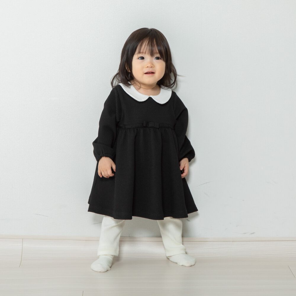 長袖フォーマル ロンパス ワンピース ニットレギンス付き(ブラック