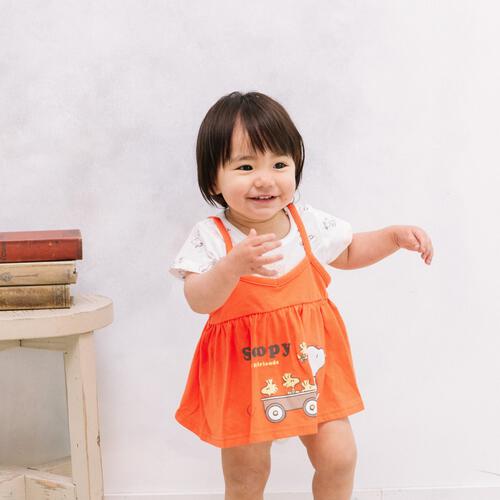 SNOOPY 半袖ロンパース &times;キャミソールチュニック スヌーピー レッド&times;80cm