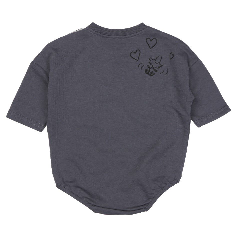 SNOOPY 長袖ボディースーツ スヌーピー チャコール×70-80cm ベビーザら