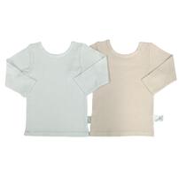 長袖シャツ肌着 2枚組 前後どちらでも ピンク&times;80cm