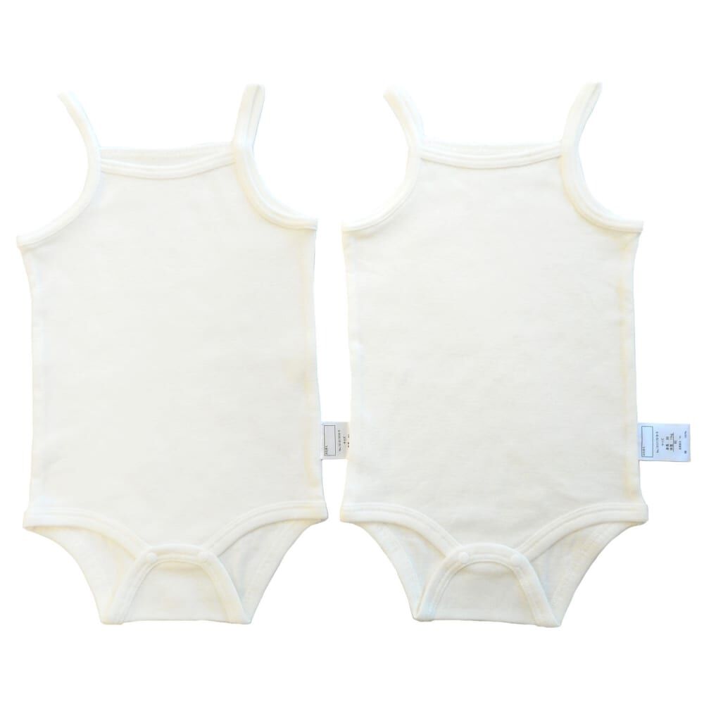 キャミソールロンパース肌着 2枚組 白無地抗菌防臭(ホワイト×80cm